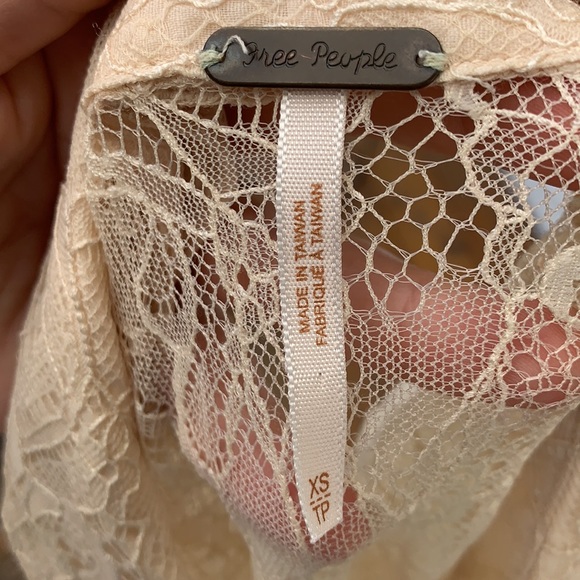 Free People Sheer Lace Top Boho Cream Size XS - Picture 5 of 11